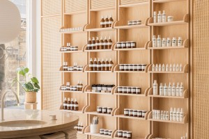 Ý tưởng thiết kế spa với tủ gỗ hồng đào và phong cách đẹp